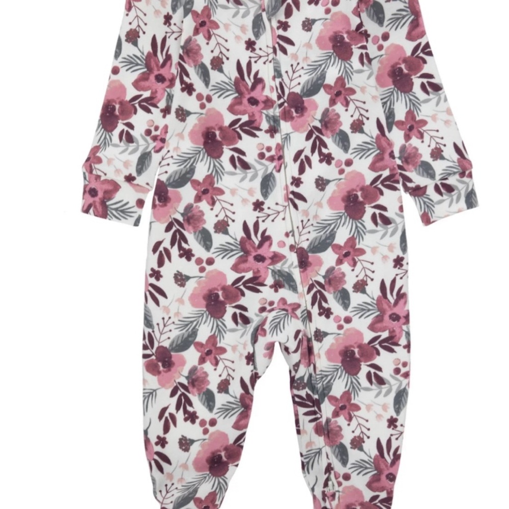 Huggies Newborn Baby Girls Babywear Organic Sleep & Play 2-Way Zip Floral